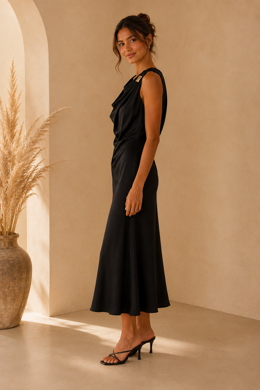 Black Iris Midi Dress