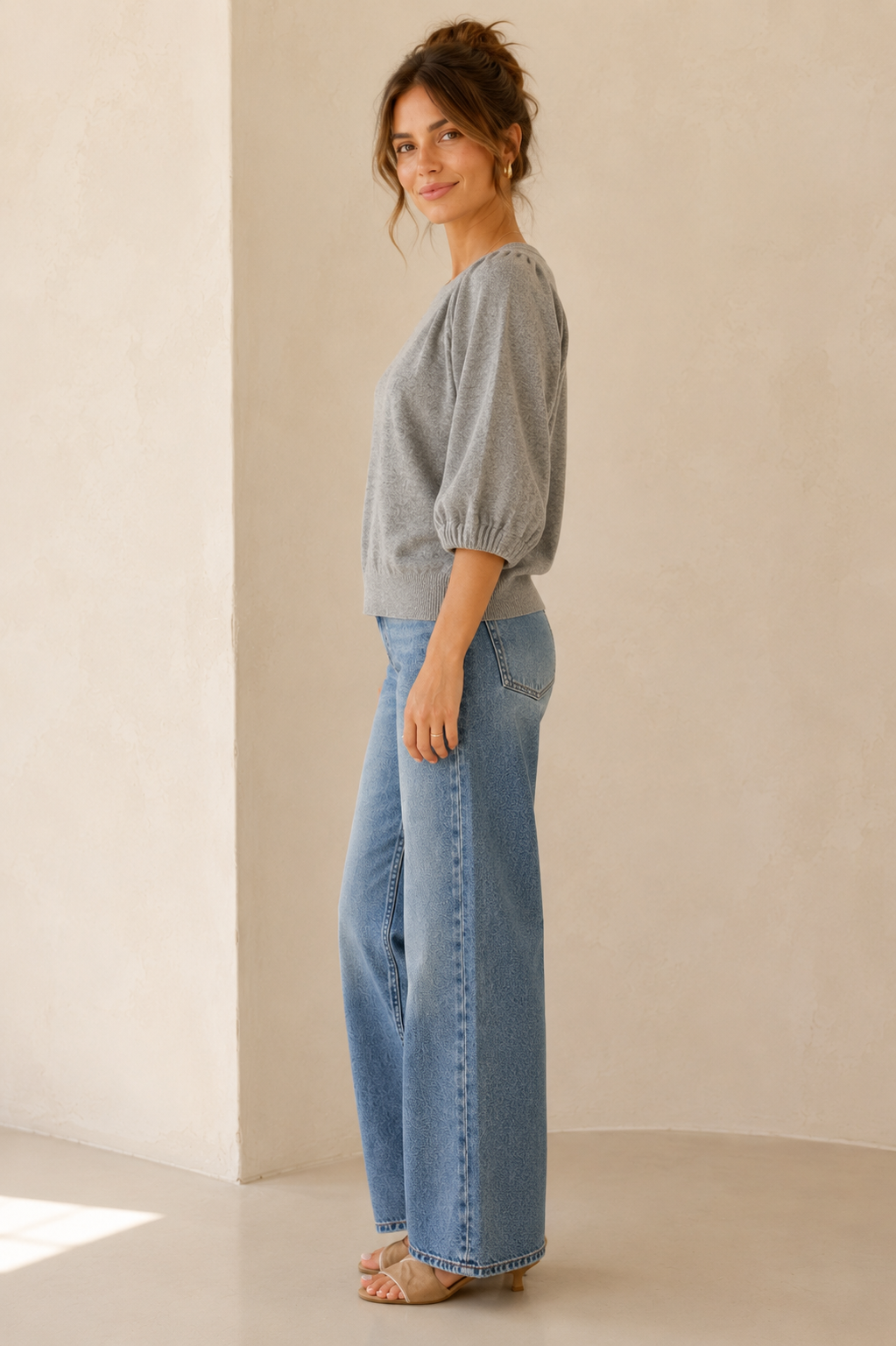Heather Grey Sofia Ribbed Sweater
