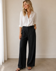 Black Overlook Linen Pant