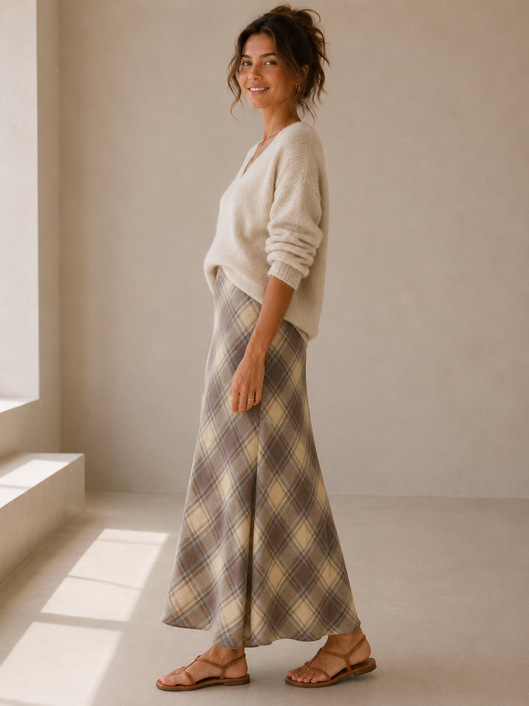 Ecru &amp; Blue Ariel Skirt