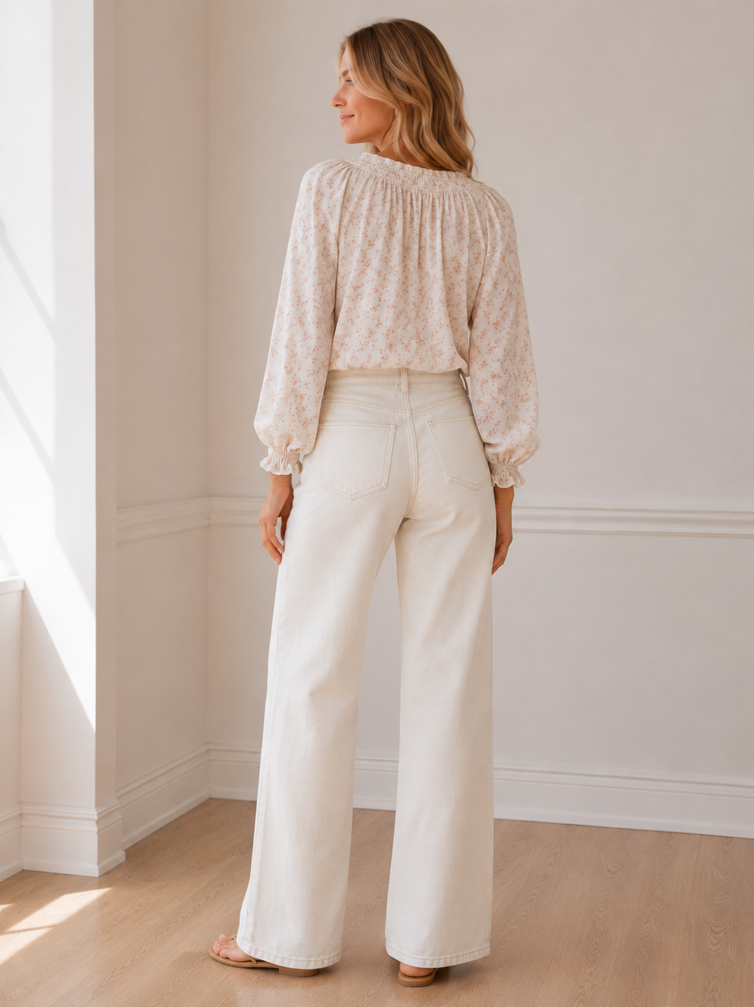 White Masha Super High RIse Wide Leg Jean