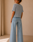 Light Blue Peruse Short Sleeve Sweater