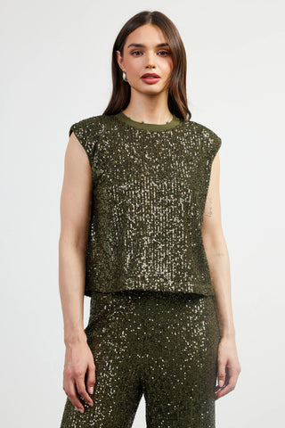 Olive Sequin Alauna Tank