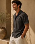 Black Sueded Costa Resort Shirt