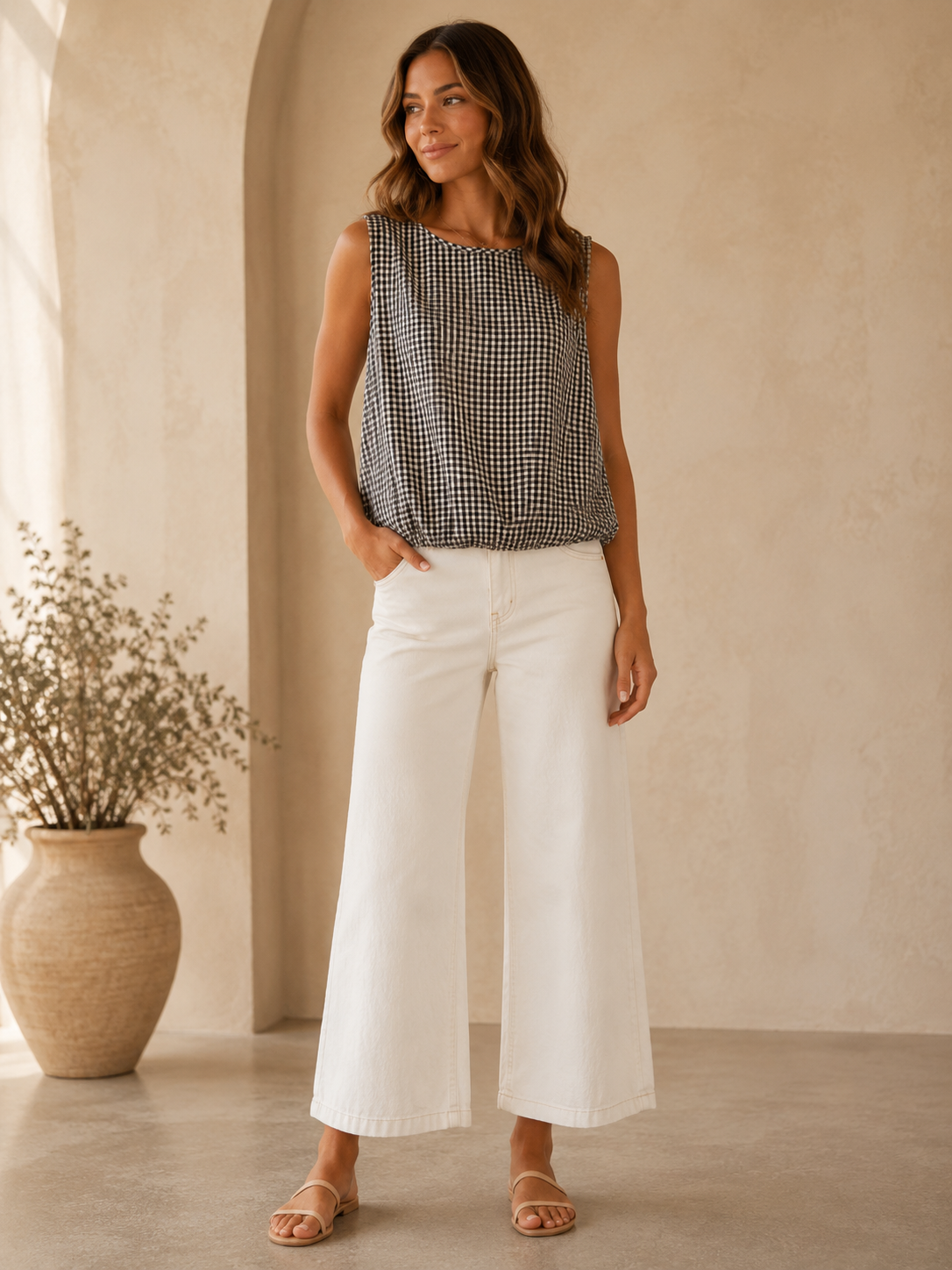 Black Gingham Merit Top