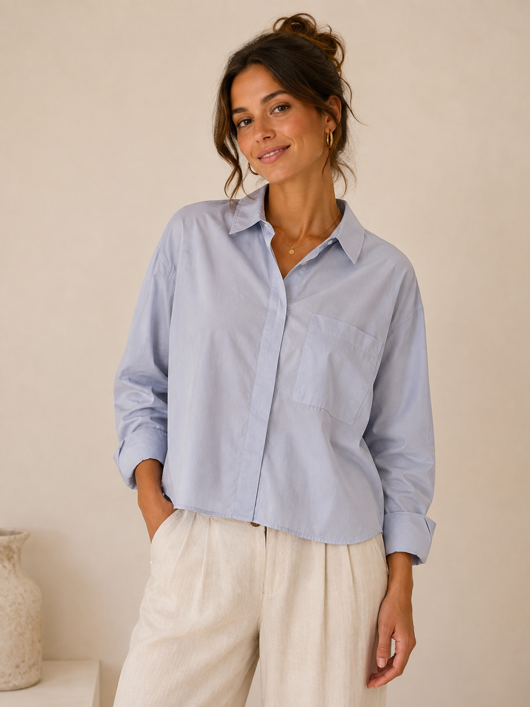 Hamptons Blue Favorite Button Up Top