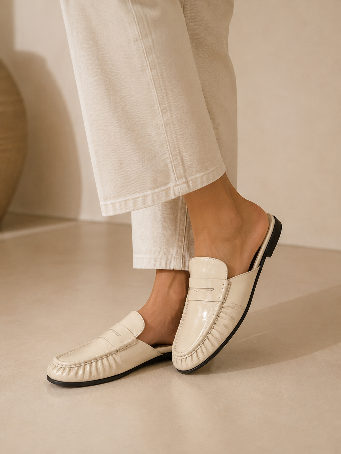 Betzy Creme Leather Flats