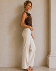 Brown Asymmetric Sweater Top