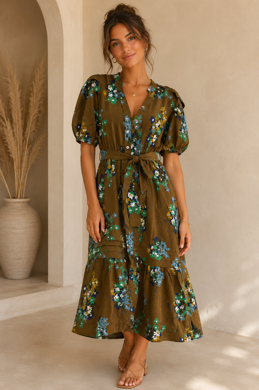 Camel Multi Charlotte Dress