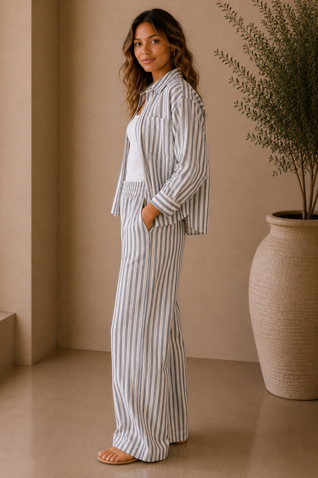 Eclipse Reese Button Up Stripe Top