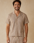 Verve Tan Striped Camp Shirt