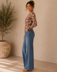 Garden Medal Multicolor Jersey Long Sleeve Blouse