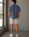 Khaki Linen Texture Aim Short 8"