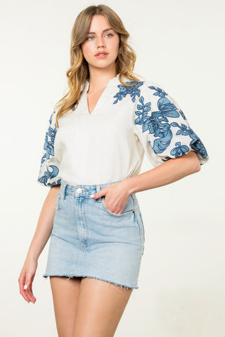 Cream Embroidered Amelia Top