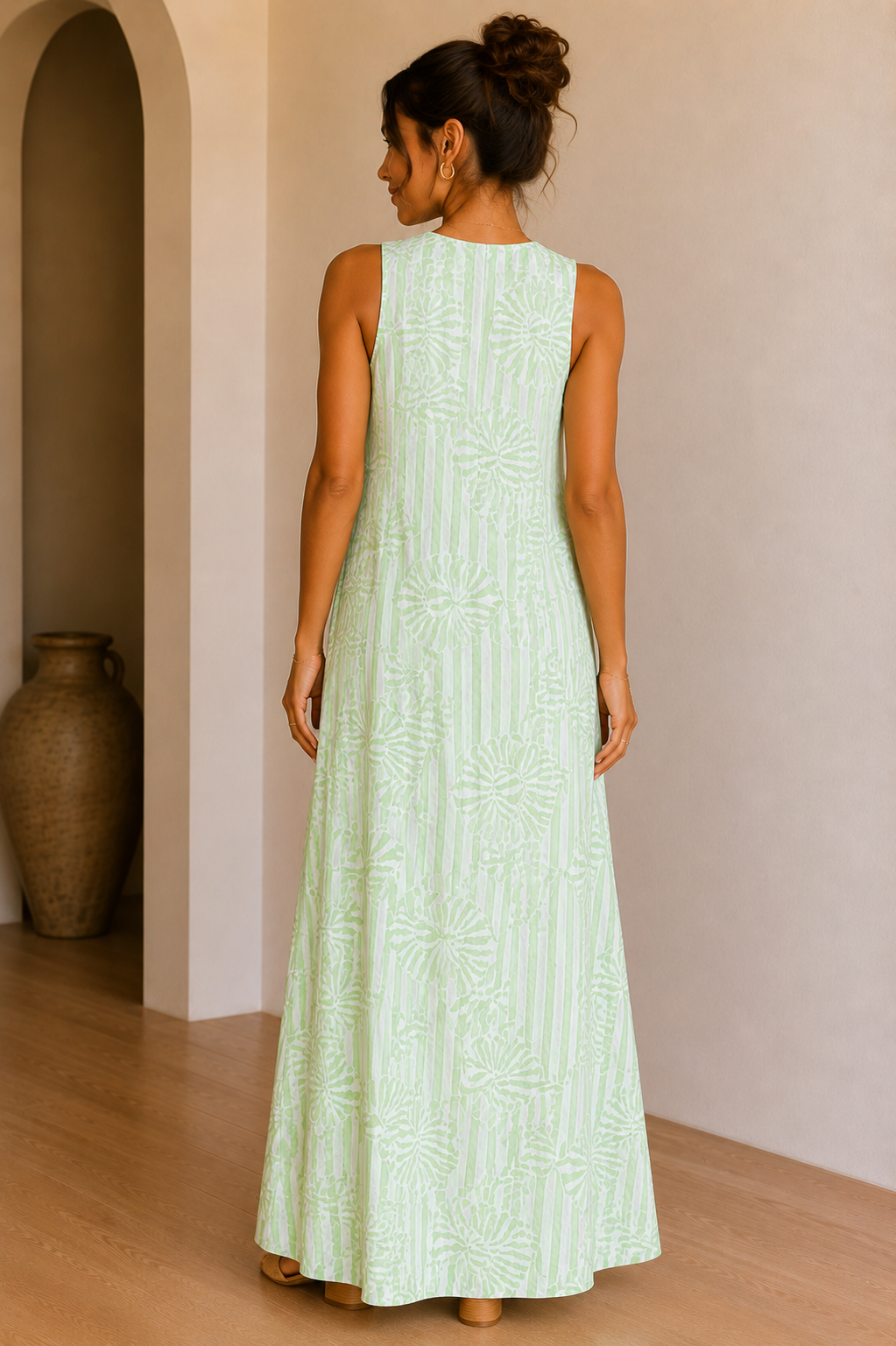 Jade Painted Stripe Laurita Maxi Dress