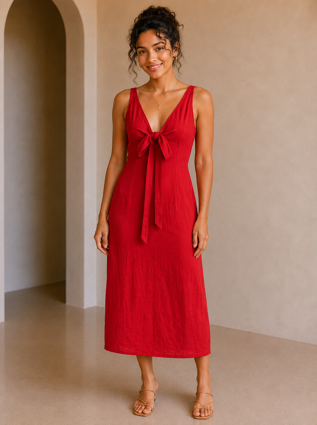 Red Archer Midi Dress