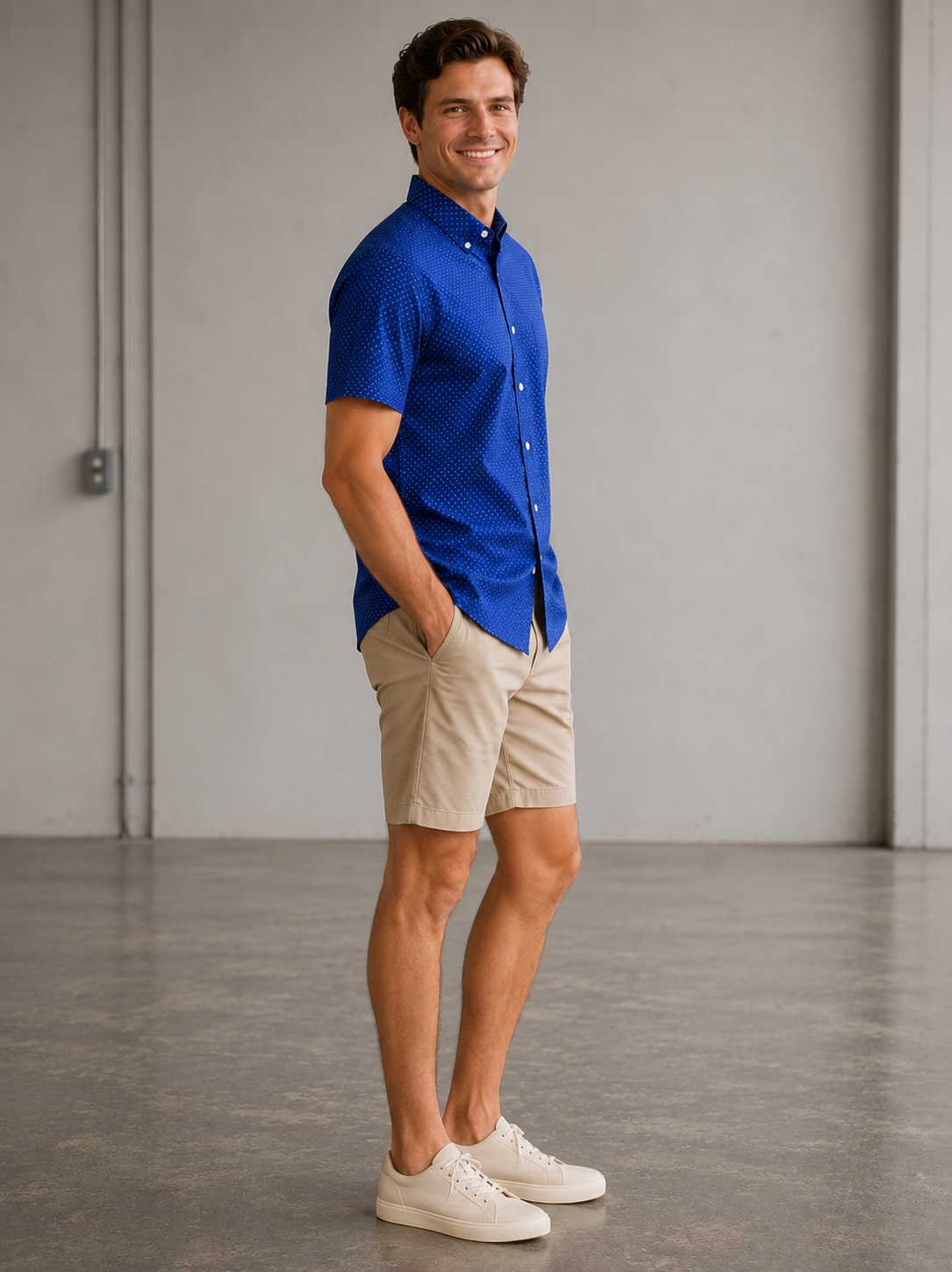 Cobalt Dot Halyard SS Dress Shirt