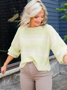 Lime Fair Play Stripe Sweater