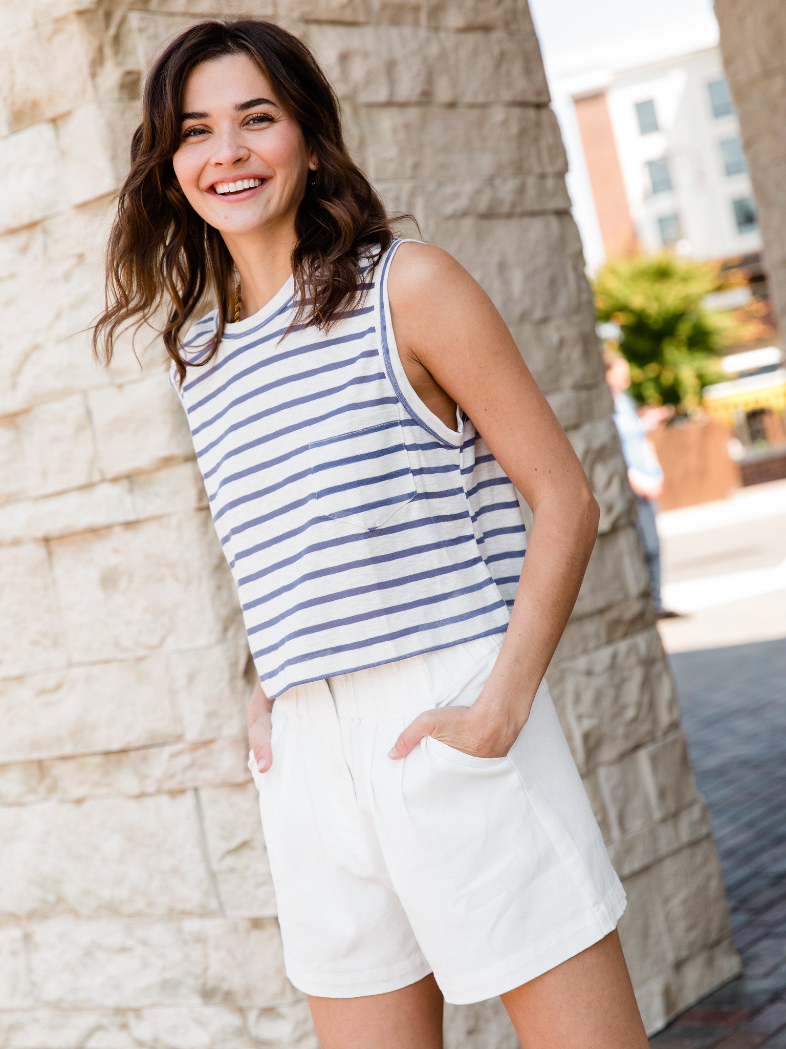 White Delaney Stripe Top