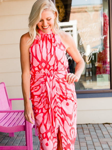 Red & Pink Abstract Dress