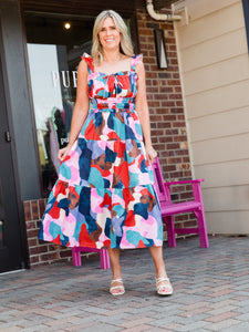 Pink & Navy Ramona Midi Dress