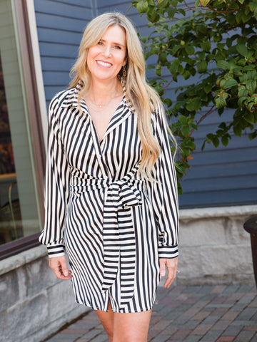 Black Striped Up Dress