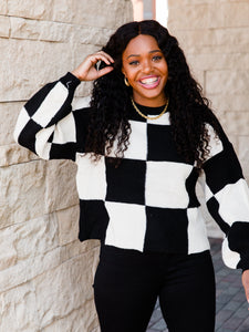 Black Checkered Gia Sweater