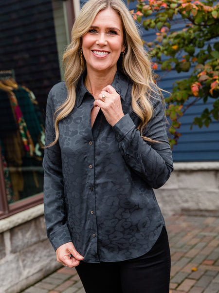 Charcoal Stella Button Up Top