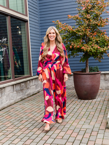 Magenta Abstract Jumpsuit