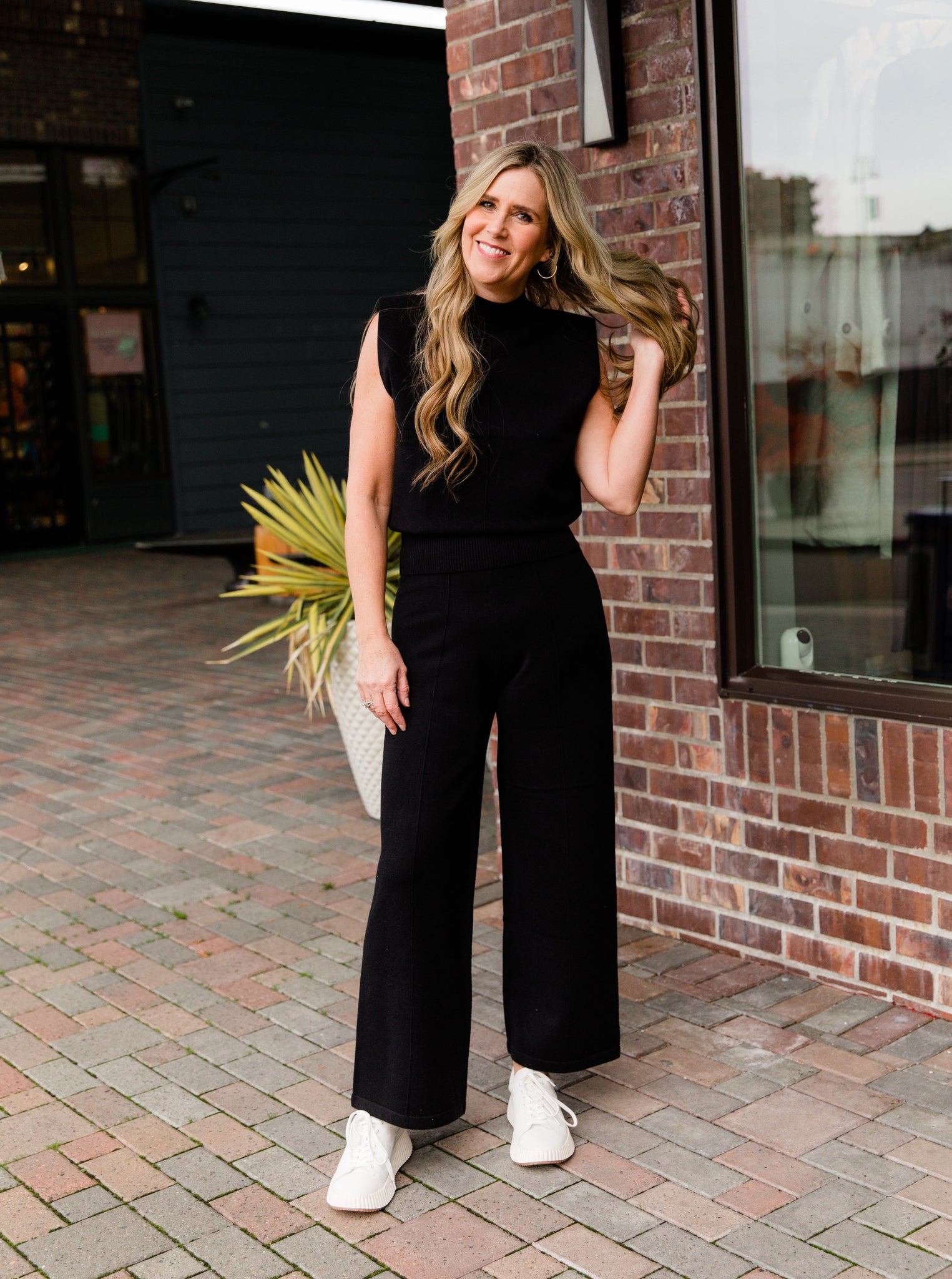 Black Knit Crop Viona Pants