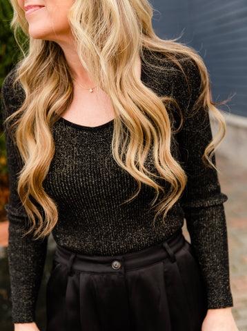 Black Glitter Time Sweater