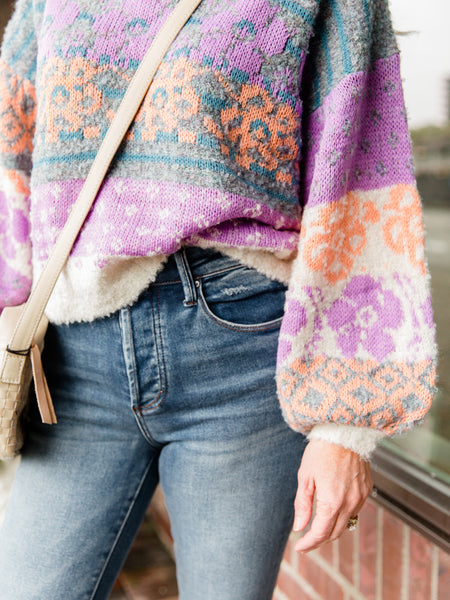 Lavender Floral Sweater