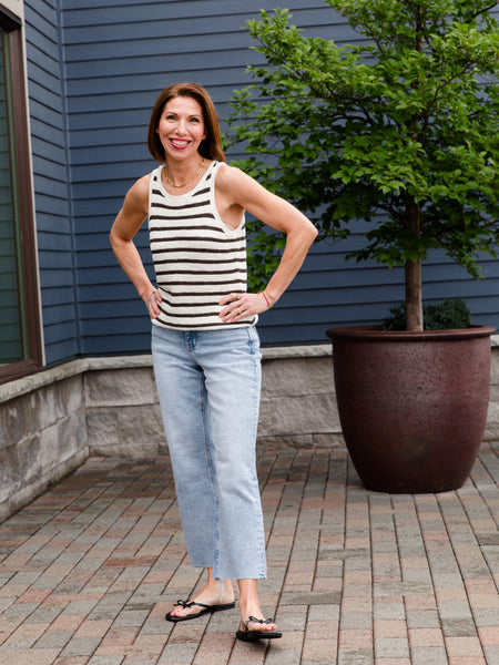 Seashell & Black Granite Stripe Amber Tank