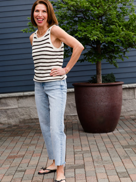 Seashell & Black Granite Stripe Amber Tank