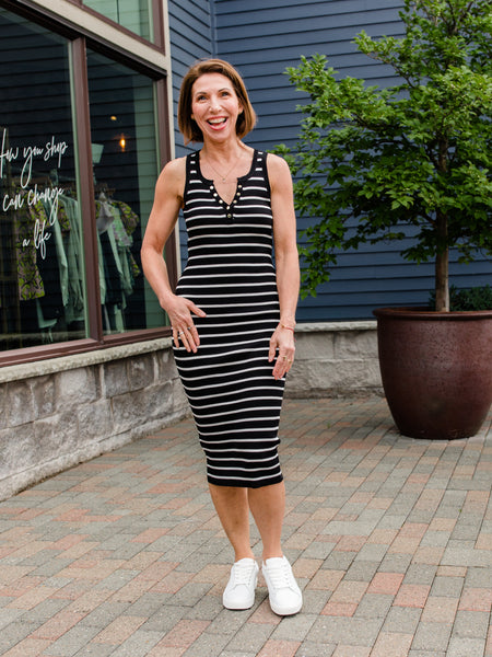 Black Striped Hailee Dress