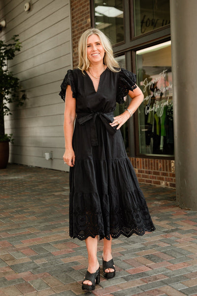 Black Aurelia Flutter Dress