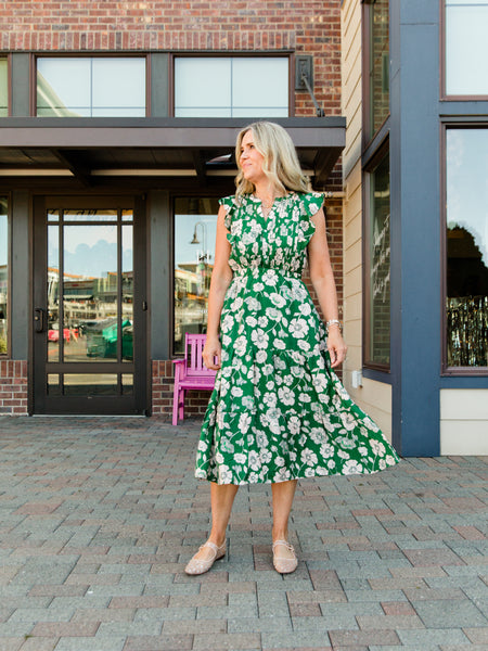 Green Floral Catherine Dress