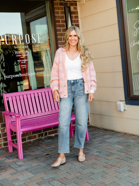 Pink Striped Traci Cardigan