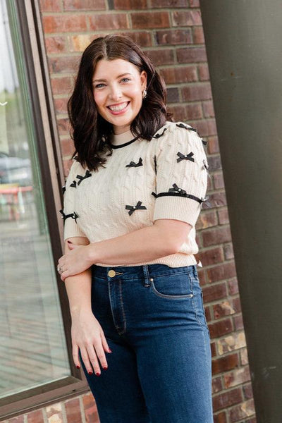 Bow Trim Sweater Top