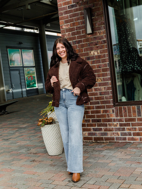 Dark Chocolate Ari Sherpa Coat