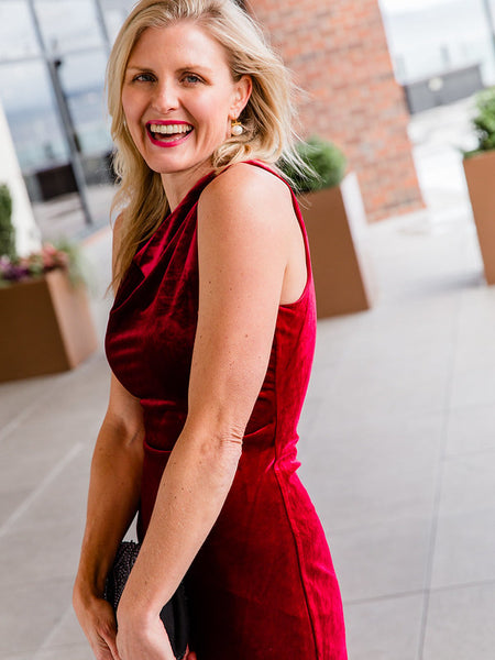 Crimson Raya Velvet Midi Dress