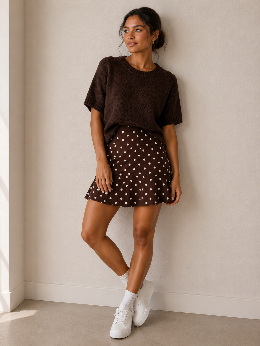Brown &amp; White Kelsey Skirt