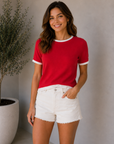 Red & Cream Elliot Top