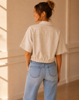 Oat Milk Maisie Utility Crop Shirt