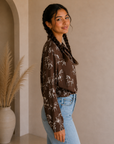 Brown & Cream Pony Blouse
