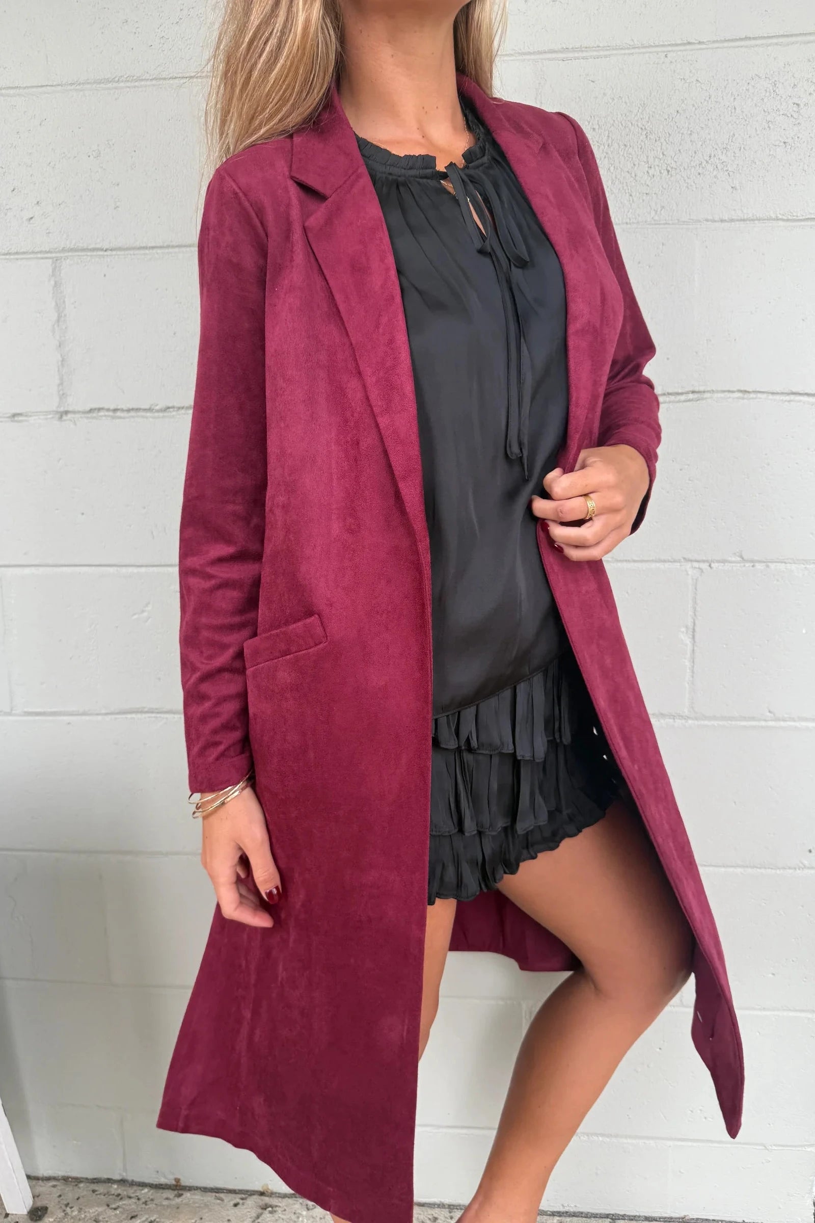 Burgundy Suede Dakota Trench