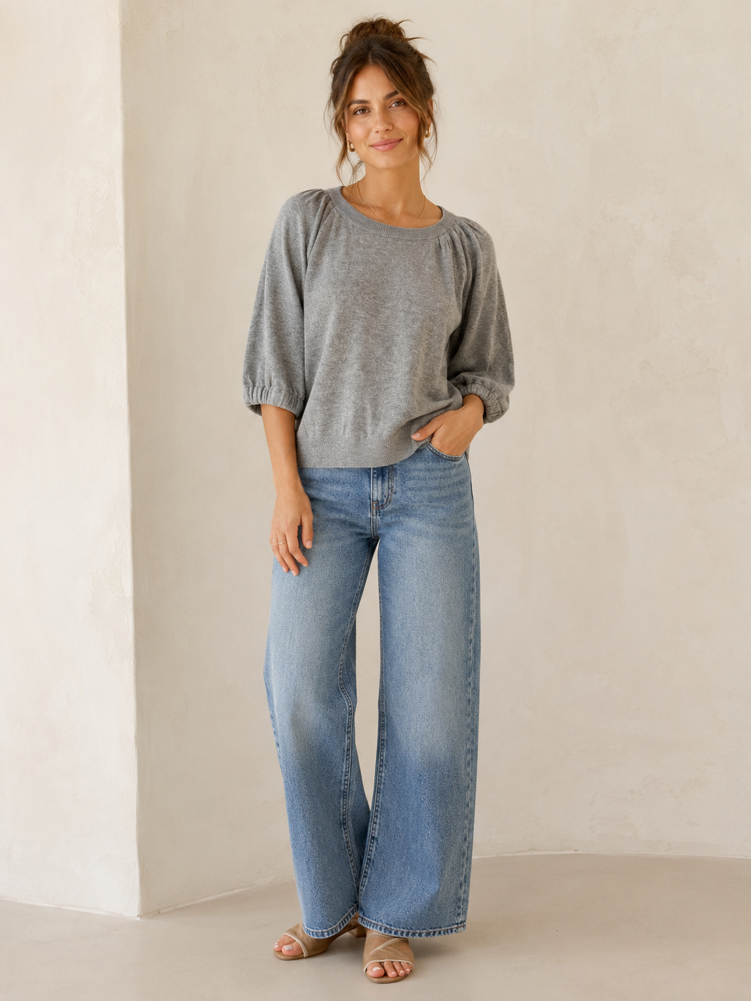 Heather Grey Sofia Ribbed Sweater