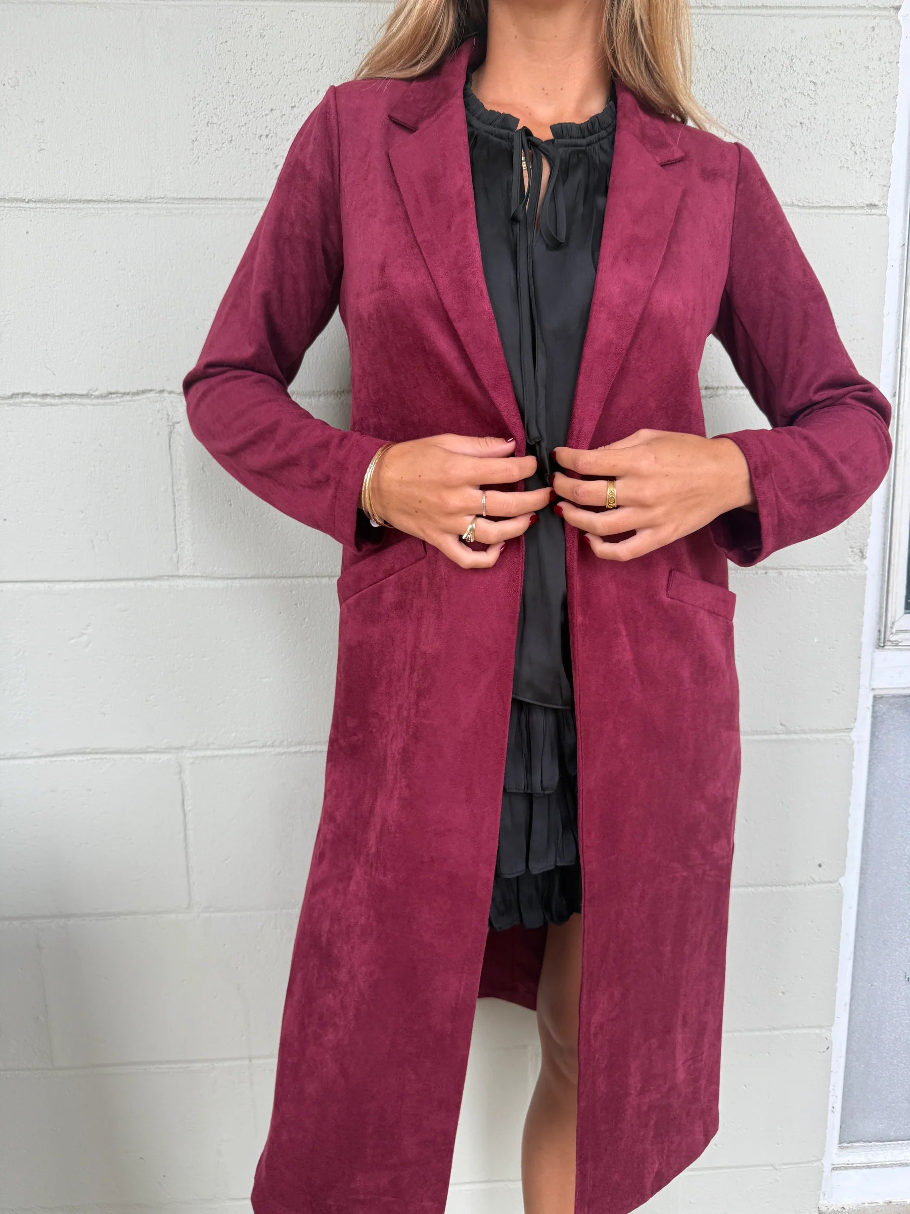 Burgundy Suede Dakota Trench
