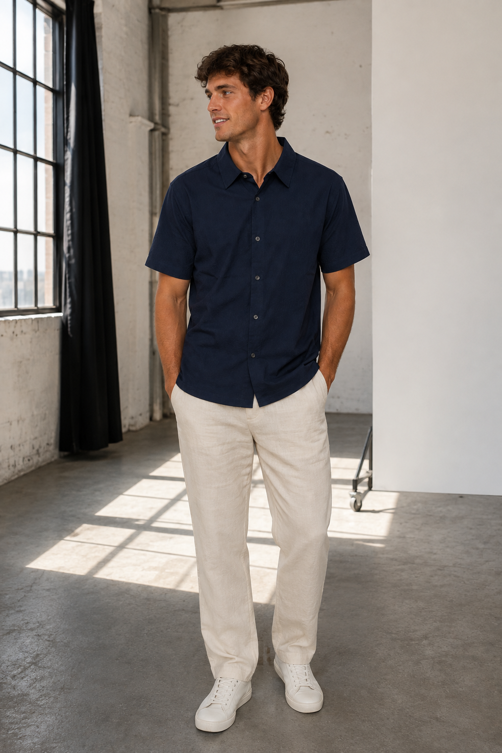 Navy Barnes Short Sleeve Shirt - SMK-8197