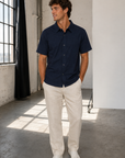 Navy Barnes Short Sleeve Shirt - SMK-8197